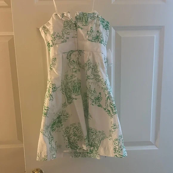 Lilly Pulitzer Strapless Dress with Green and White Design - Picture 3 of 3
